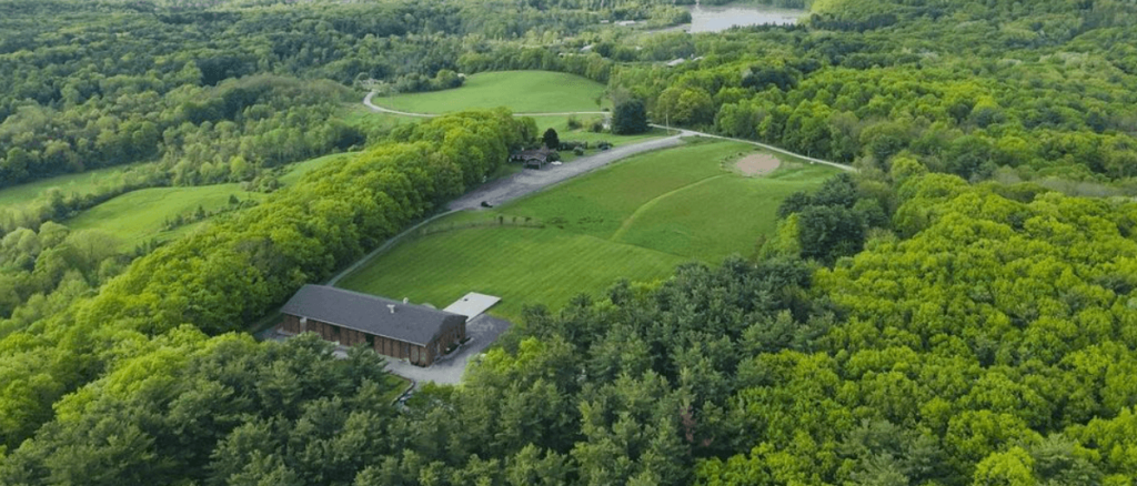 Drone photo of Gather Greene property in Hudson Valley, NY.